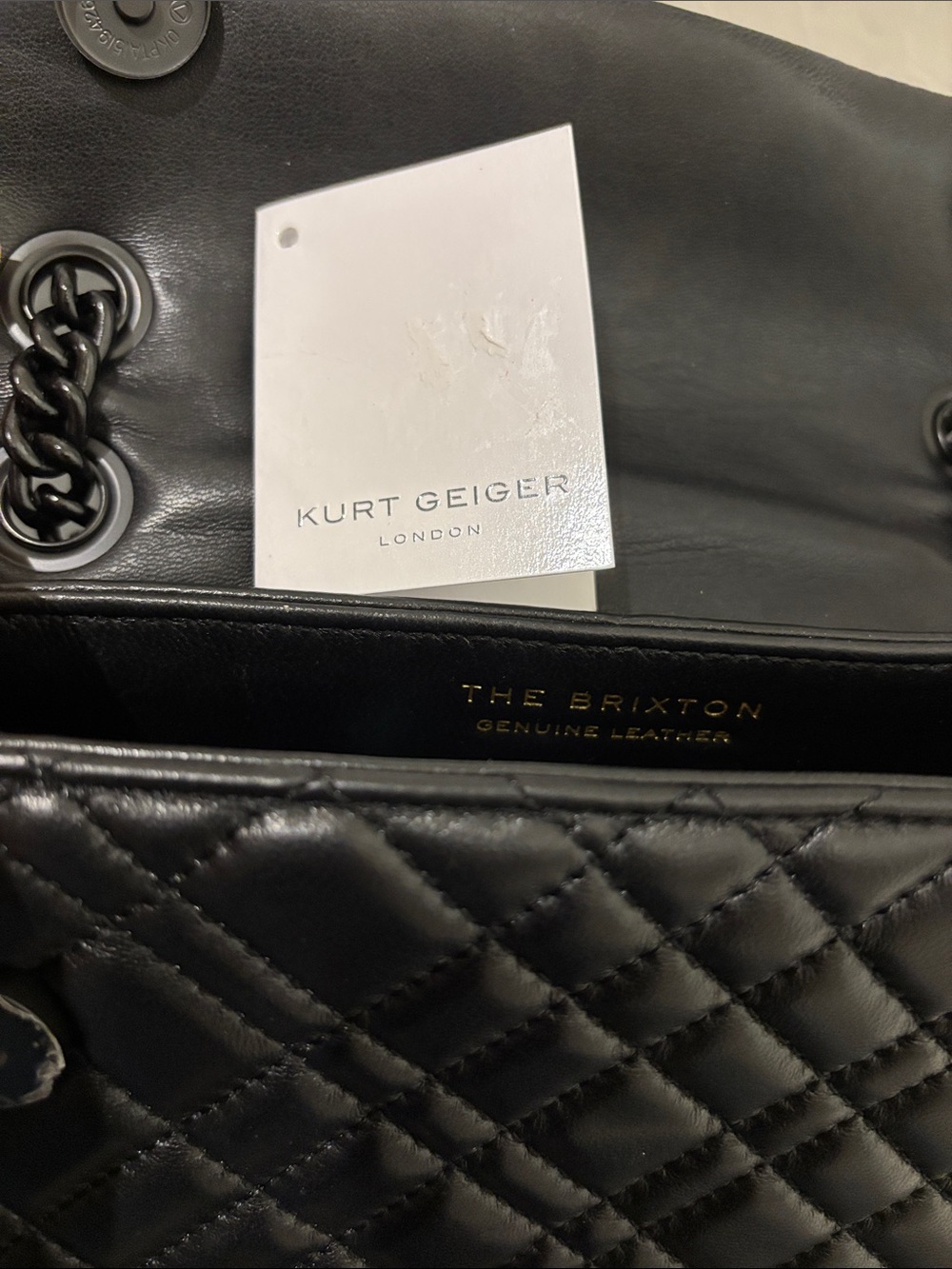 Kurt Geiger Quilted Black Chain Shoulder Bag - Picture 6 of 6